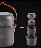 Aluminium alloy Camping Kokesettserie - 4 stk - updated med hock